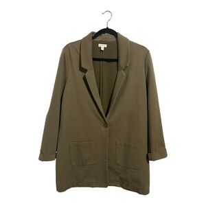 Garnet Hill Knit Relaxed Blazer Jacket Women’s 12 Capers Heather Green